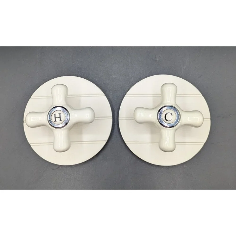 Pair Vintage Style Hot And Cold Faucet Handle Towel Hooks Wall Mount Bathroom